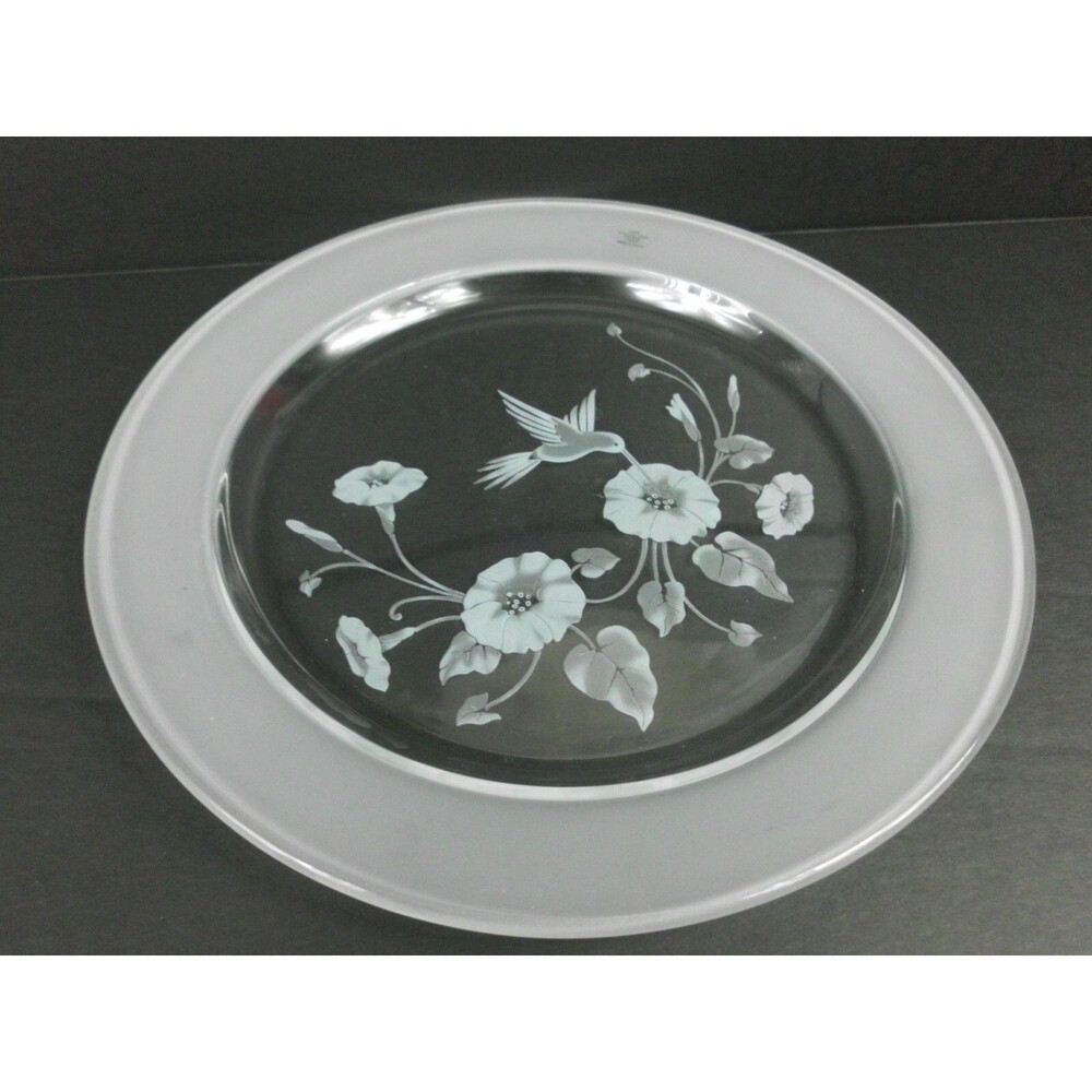 Vintage Avon Hummingbird Crystal Collection Dinner Plate Dish 10.5 Inch